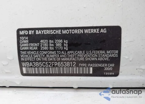 2015 BMW 328I xDrive from USA, damaged, VIN WBA3B5C52FP653812
